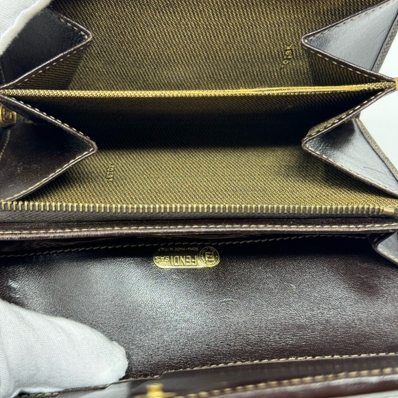 💯 Authentic FENDI Zucca Pattern Wallet Canvas Leather - Picture 2 of 5